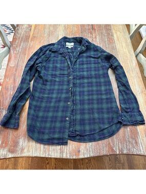 Saddlebred Classic Fit Button Down Flannel Green Red Blue Mens Medium